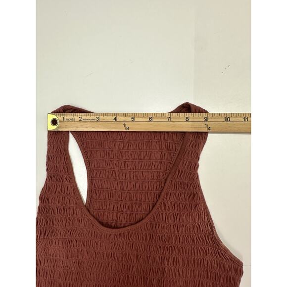 American Eagle Womens Tank Top Size Unknown Orange Racerback Smocked Top - Picture 9 of 13